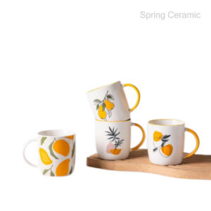 Hot selling mug with lemon design and color handle