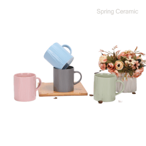 14OZ embossed mug matt color glaze