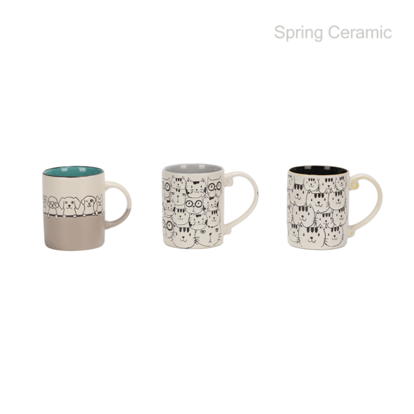 12OZ Pet Straight Mug Stoneware color glaze with silk screen