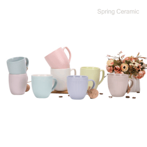 Embossed mug New bone china glossy inside matt color glaze outside with different design