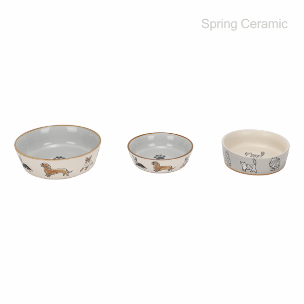 Pet Bowl Stoneware color glaze with silk screen&decal