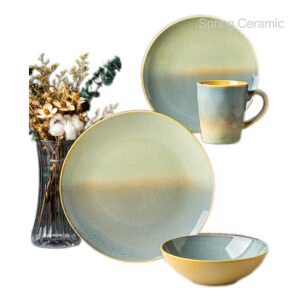 Hot selling color glazed reaction dinnerware set,dinnerware supplier