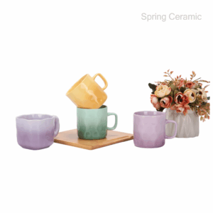 Embossed mug with different shape spray glaze