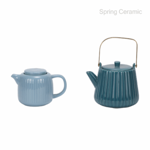 Embossed teapot with different shape color glaze