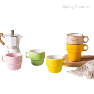 Spring color glazed stack up mug ,coffee cup
