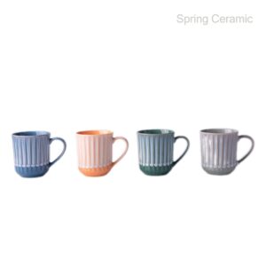 Embossed Reactive Color Glaze Ceramic Mug