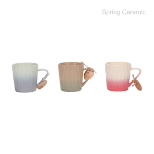 12OZ embossed mug with "7"shaped handle spray glaze
