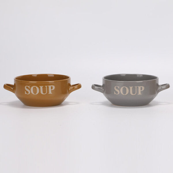 550ml double ear bowl ,with the word"SOUP"