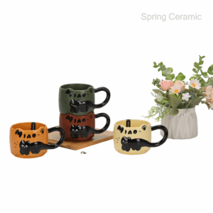 11OZ Pet Stacked Embossed Mug New Bone china (Cat)