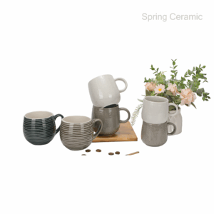 11OZ Embossed mug with different shape color glaze
