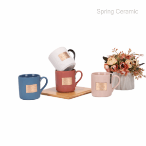15OZ embossed mug color glaze