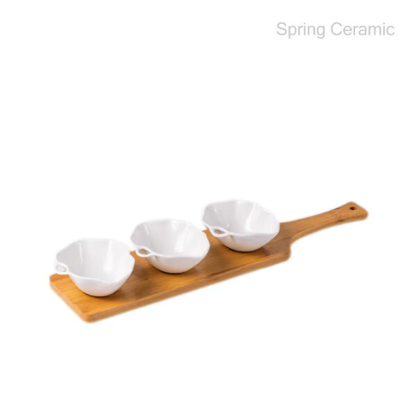 "white and black"series dish set with bamboo tray - Image 2