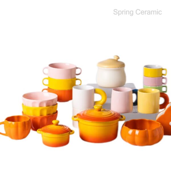 Autumn pumpkin shape and color design mug ,pot,bowl series - Image 2