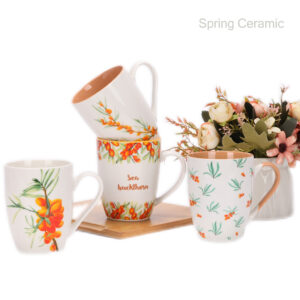 "sea-buckthorn"mug,12OZ coffee mug,plant coffee cup