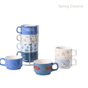 "Ocean series"Ceramic Stacking Mug Set