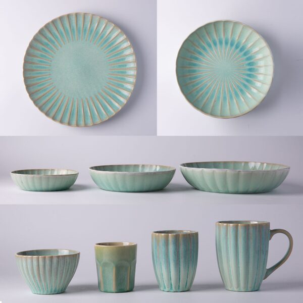 Ceramic Dinner Set-Floral Shape Green Color - Image 4