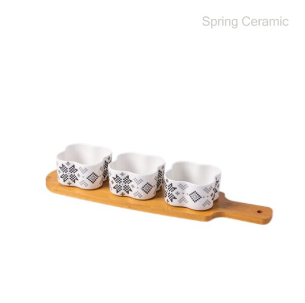 "white and black"series dish set with bamboo tray - Image 5