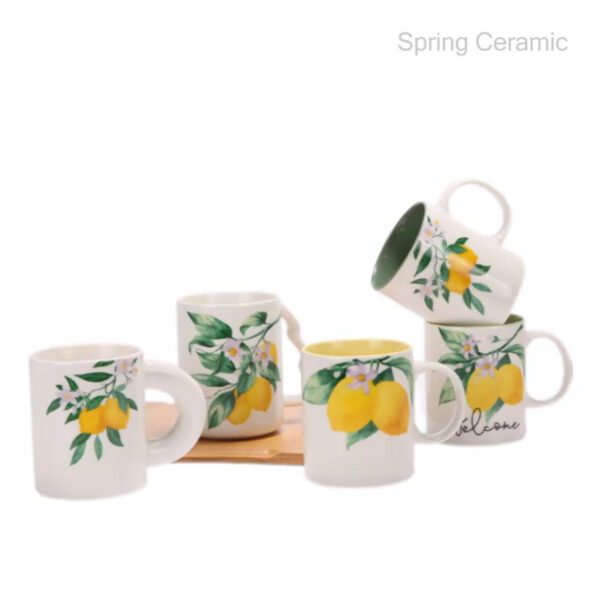 lemon design ceramic mug with special handle