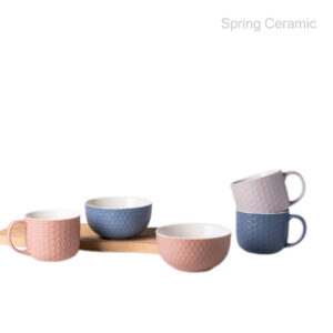 Spring embossed design bowl and soup mug