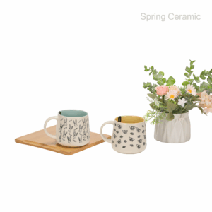 14OZ Pet Ball Mug Stoneware Color glaze inside and matt white outside with Silk Screen
