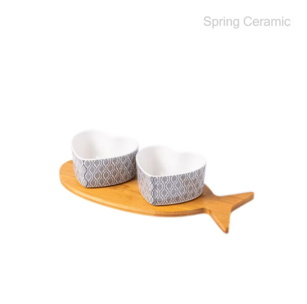 "white and black"series dish set with bamboo tray - Image 4