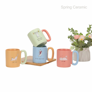 12OZ Pet Milk Mug New Bone china matt color glaze with decal