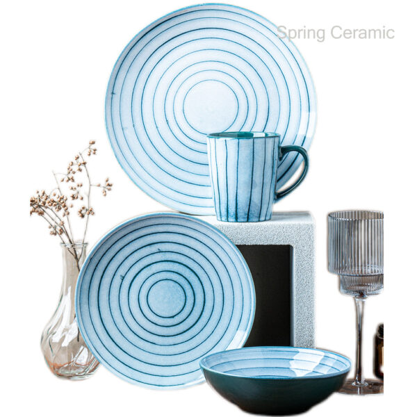 Multi color reaction dinner set table set