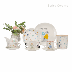 Pet Tableware set New Bone china full white with decal
