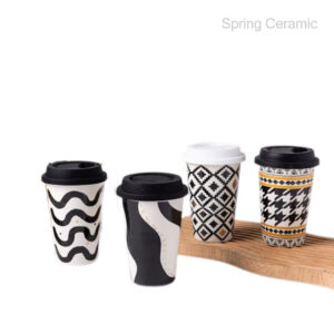 "black and white"design,400ml mug with lid