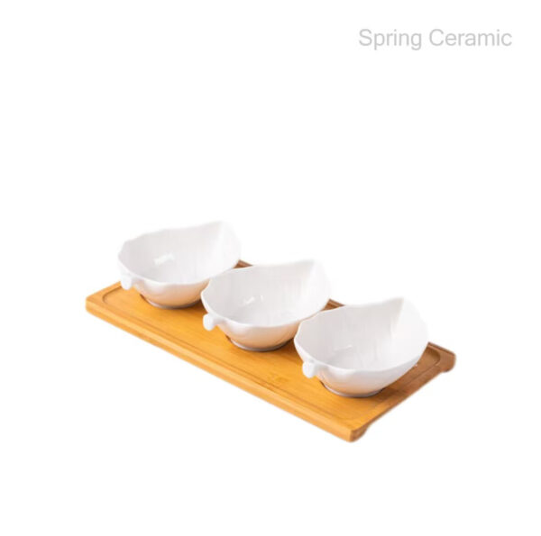 "white and black"series dish set with bamboo tray - Image 3