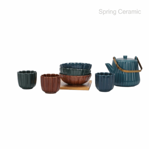 Embossed tableware（mug,bowl,teapot）color glaze