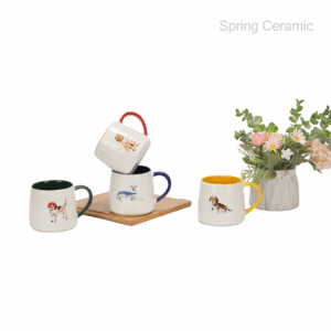 14OZ Pet Ball Mug New Bone china color glaze inside&handle white outside with decal