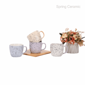 14OZ embossed mug color with sesame glaze