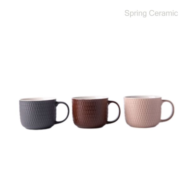 Embossed Color Glaze Ceramic Soup Mug - Image 2