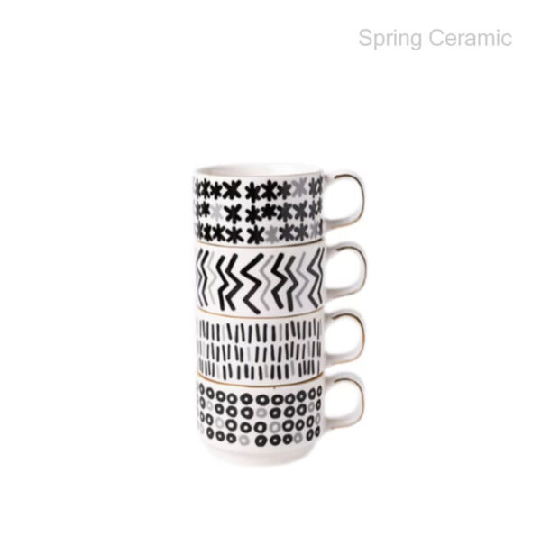 "white and black"220ml stacking mug