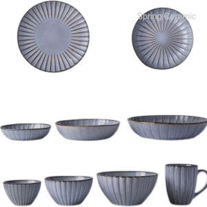 Ceramic Dinner Set-Floral Series Grey Color