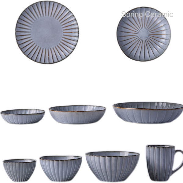 Ceramic Dinner Set-Floral Series Grey Color