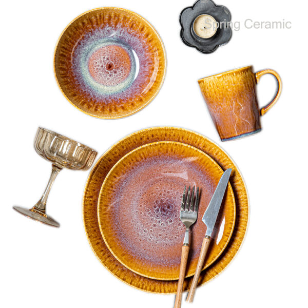 Hot selling color glazed reaction dinnerware set,dinnerware supplier - Image 3