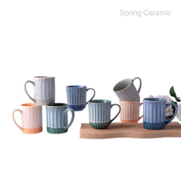 Embossed Reactive Color Glaze Ceramic Mug - Image 2