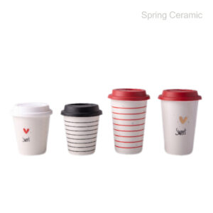 Valentine's Day Ceramic Mug with Silicone Lid