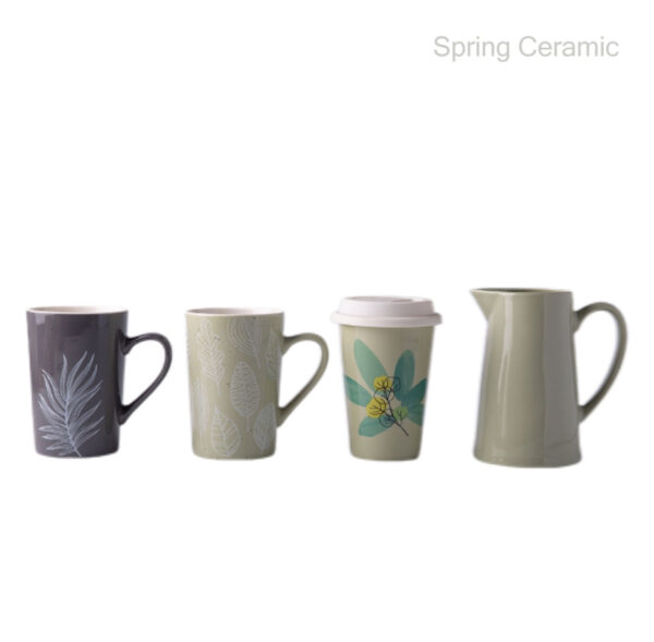 Ceramic Mug- Green Leaf Design SP2304-027