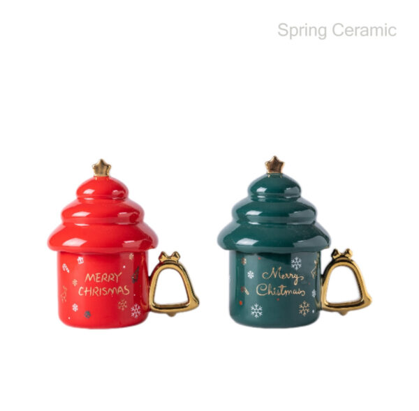 Christmas Tree shape mug with electroplate lid and handle
