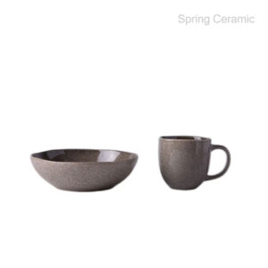 Ceramic Reactive Glaze Dinner Set Grey Color