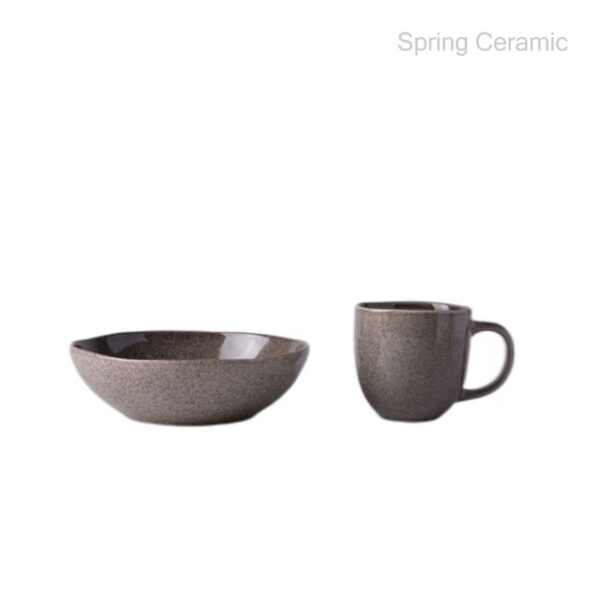 Ceramic Reactive Glaze Dinner Set Grey Color