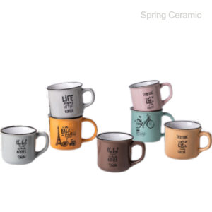 Color glazed mug with silk design