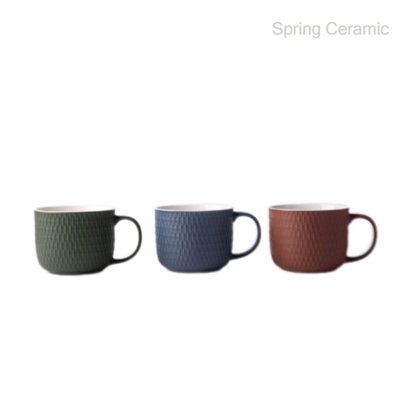 Embossed Color Glaze Ceramic Soup Mug - Image 3