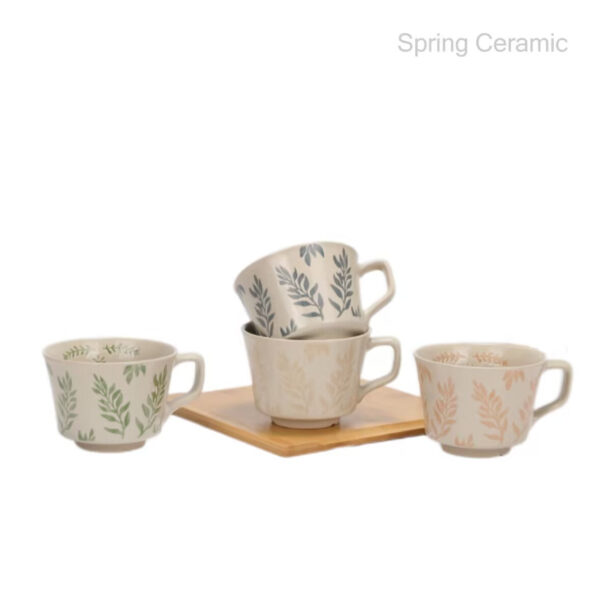 220ml new bone china mug with plant design