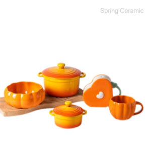 Autumn pumpkin shape and color design mug ,pot,bowl series