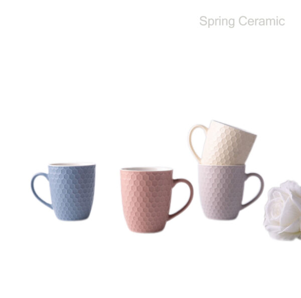 Embossed Color Glaze Ceramic Mug - Image 4