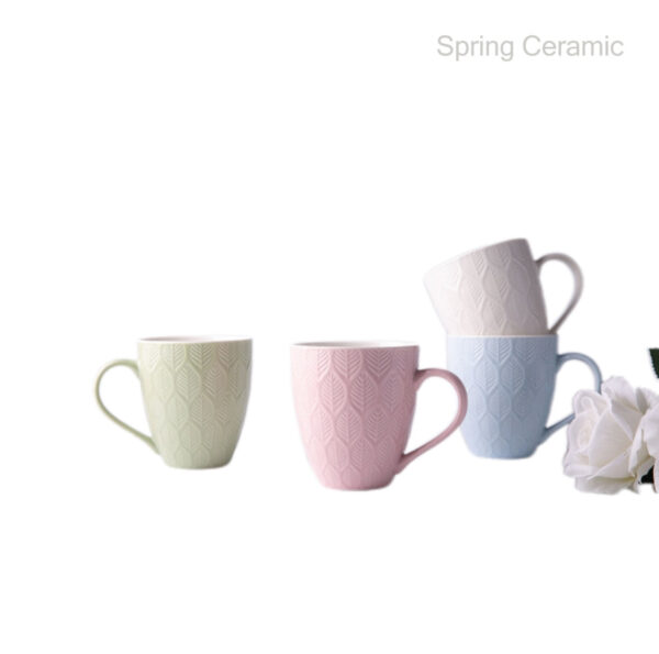 Embossed Color Glaze Ceramic Mug - Image 7
